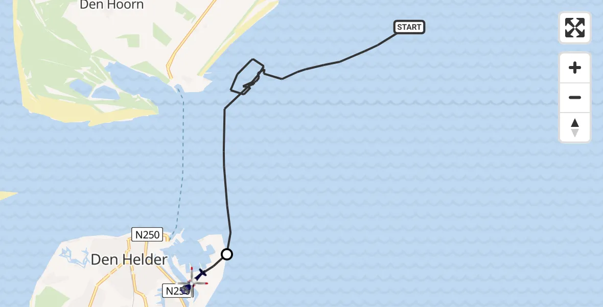 Vluchtroute Politiehelikopter Waddenzee - Den Helder, 18 juni 2026, 12:12
