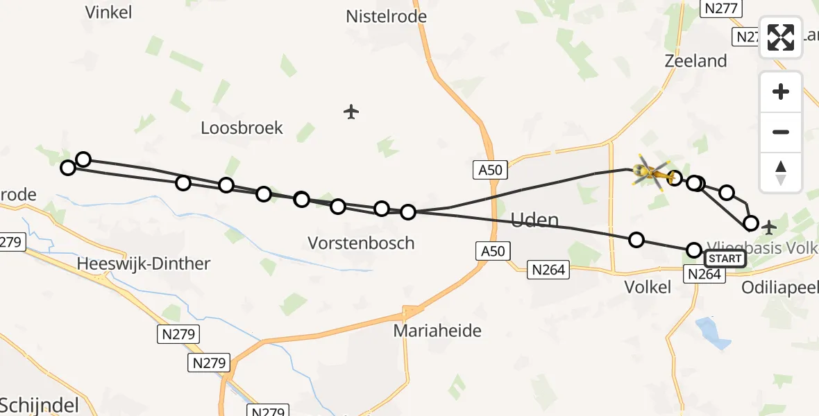 Vluchtroute Traumahelikopter Vliegbasis Volkel - Uden, 18 juni 2026, 14:53