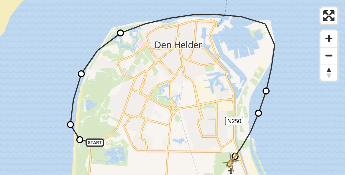 Vluchtroute Traumahelikopter Den Helder - Militair vliegveld De Kooy / Den Helder Airport, 18 juni 2026, 15:50