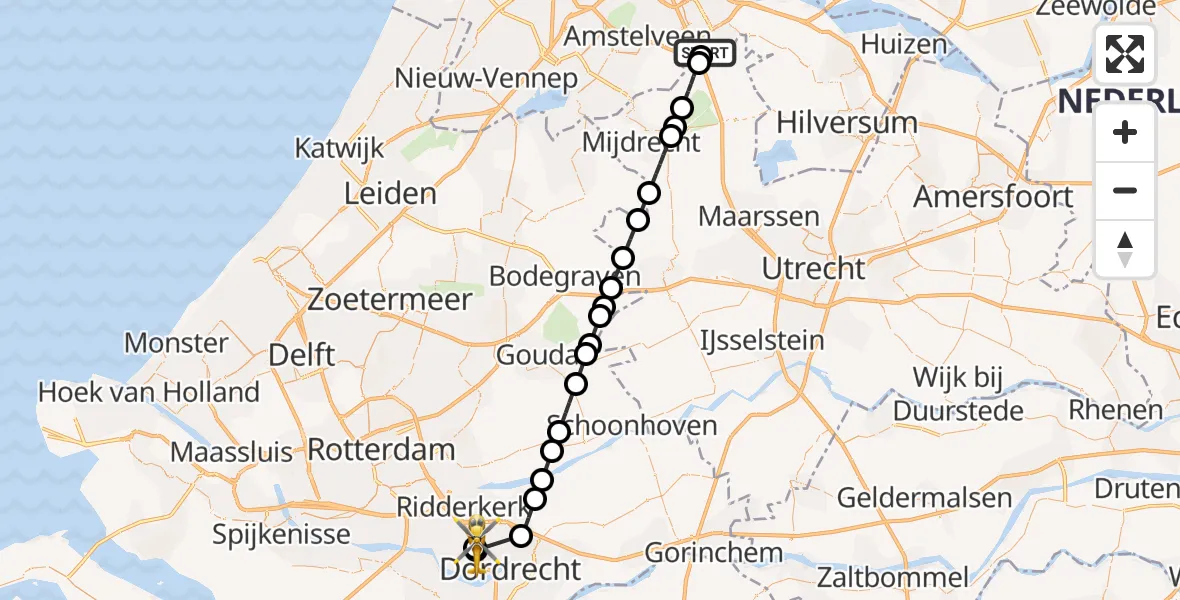 Vluchtroute Traumahelikopter Amsterdam UMC Helipad - Hendrik-Ido-Ambacht, 18 juni 2026, 17:10