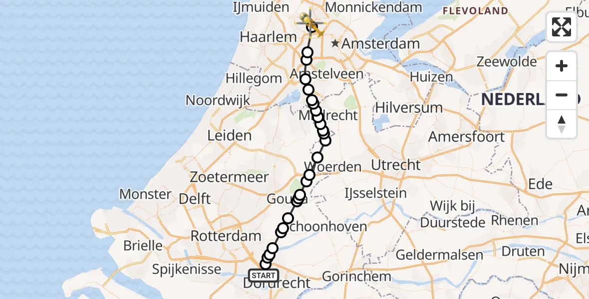 Vluchtroute Traumahelikopter Hendrik-Ido-Ambacht - Amsterdam Heliport, 18 juni 2026, 17:36