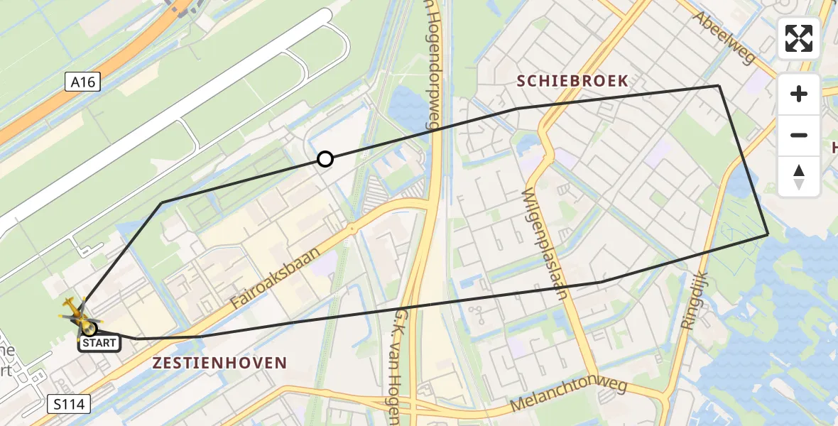 Vluchtroute Traumahelikopter Rotterdam The Hague Airport - Rotterdam The Hague Airport, 18 juni 2026, 18:46