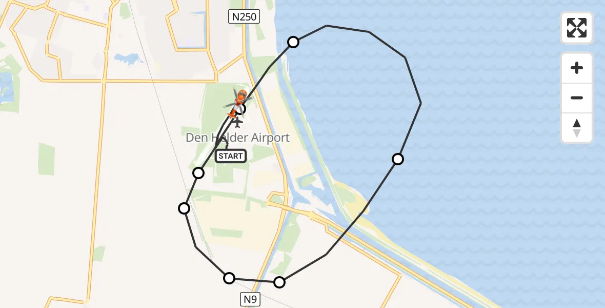 Vluchtroute Kustwachthelikopter Militair vliegveld De Kooy / Den Helder Airport - Militair vliegveld De Kooy / Den Helder Airport, 18 juni 2026, 20:10