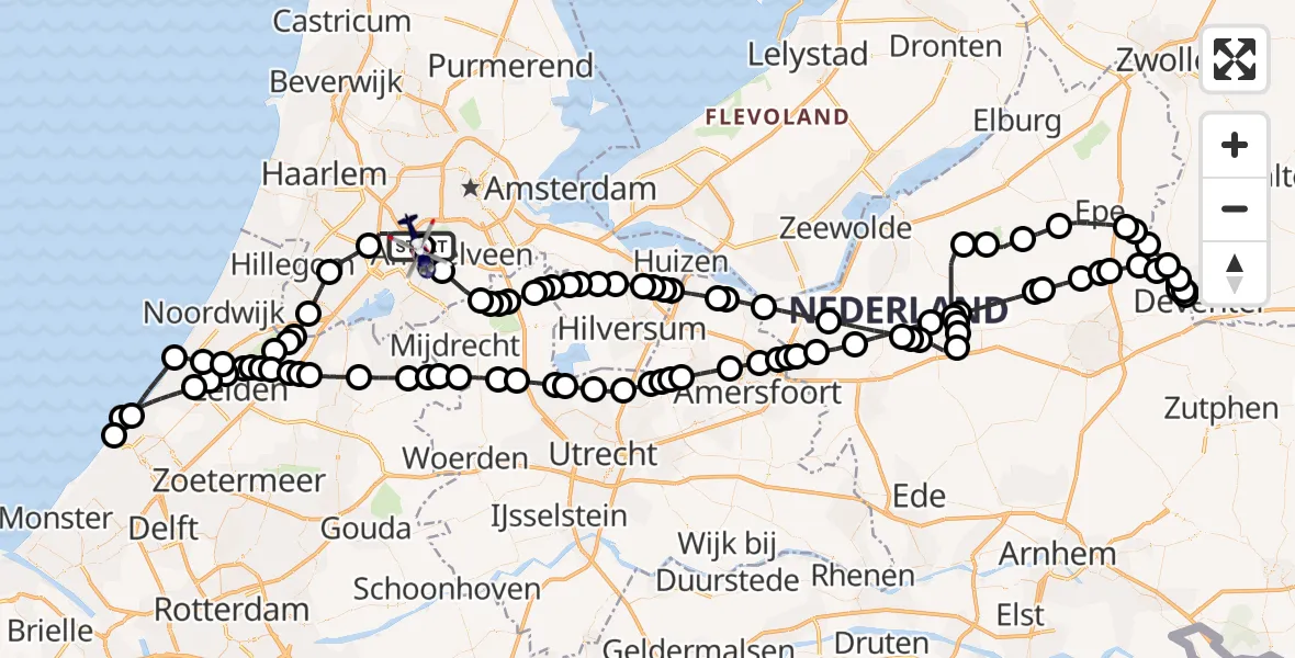 Vluchtroute Politiehelikopter Amsterdam Vliegveld Schiphol - Amsterdam Vliegveld Schiphol, 19 juni 2026, 10:06