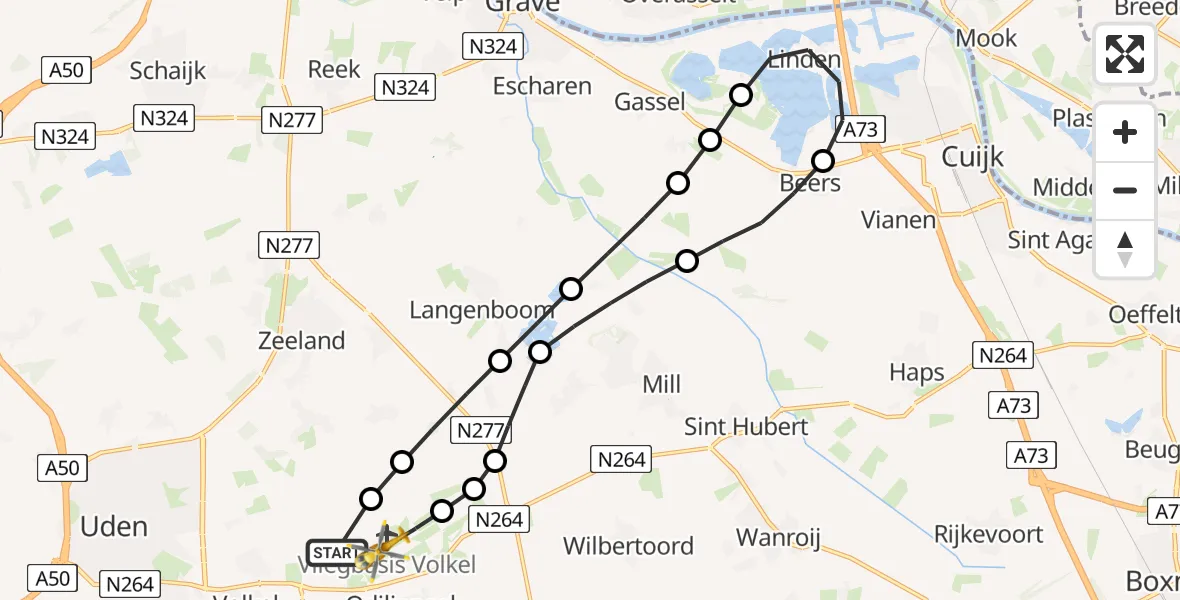 Vluchtroute Traumahelikopter Vliegbasis Volkel - Vliegbasis Volkel, 19 juni 2026, 11:50