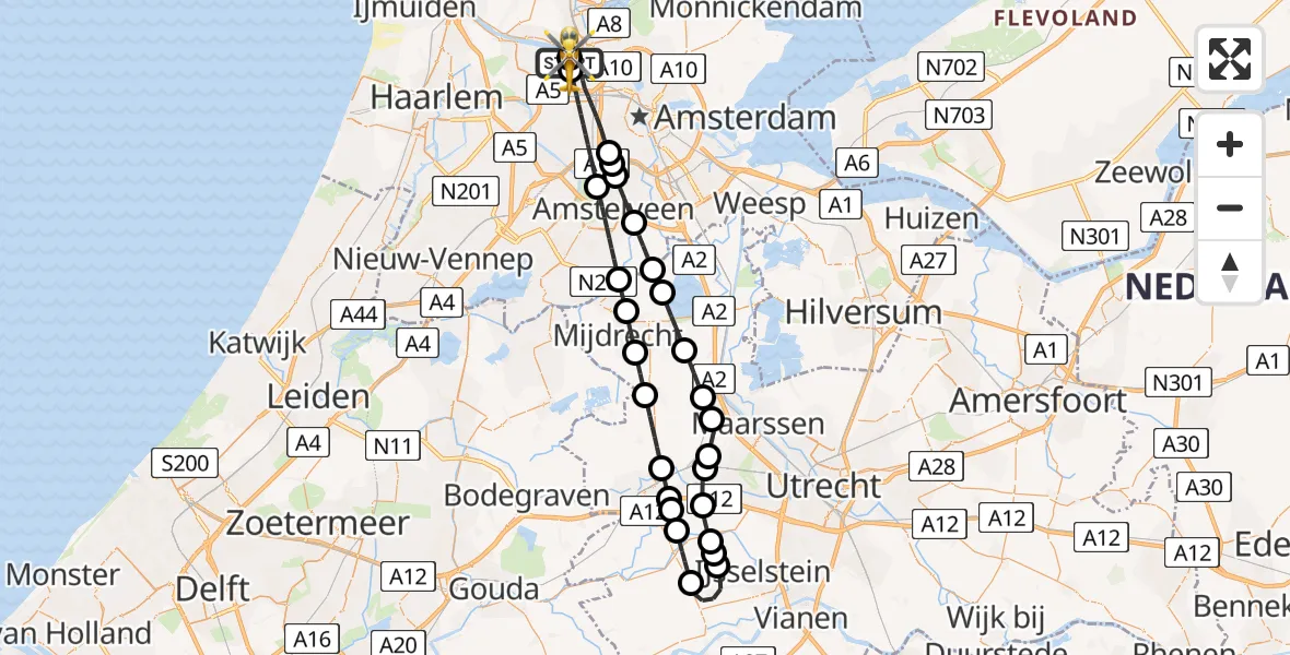 Vluchtroute Traumahelikopter Amsterdam Heliport - Amsterdam Heliport, 19 juni 2026, 12:28