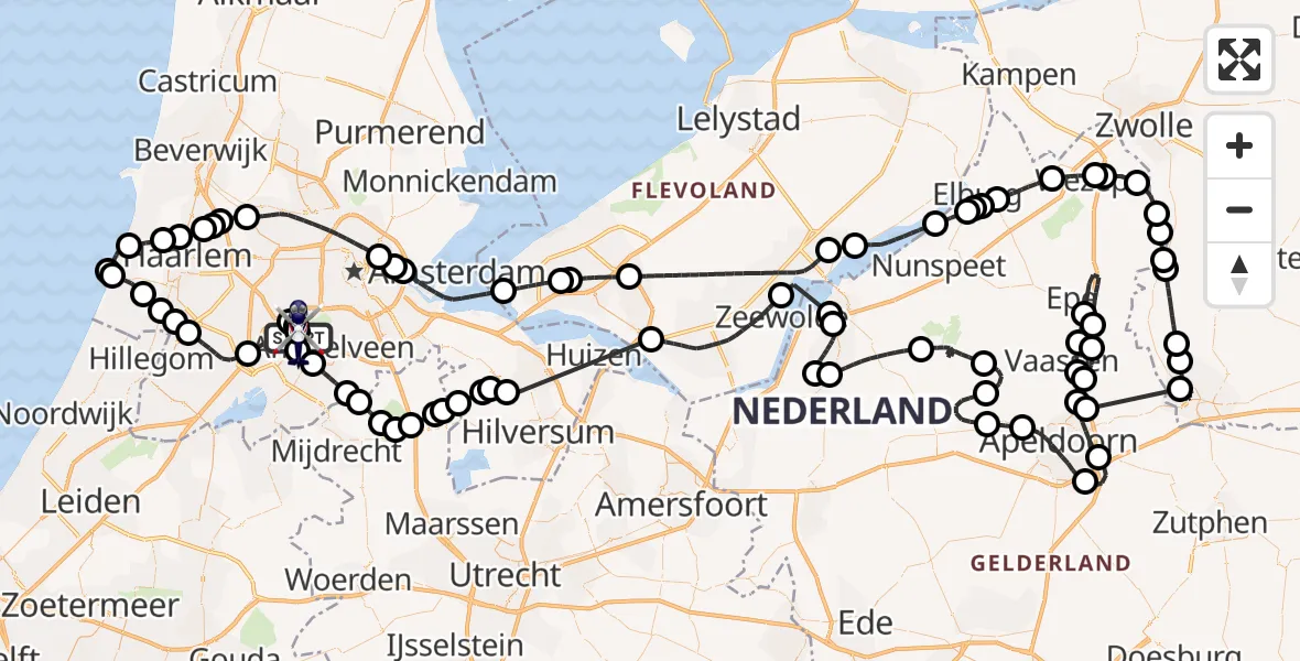 Vluchtroute Politiehelikopter Amsterdam Vliegveld Schiphol - Amsterdam Vliegveld Schiphol, 19 juni 2026, 13:19