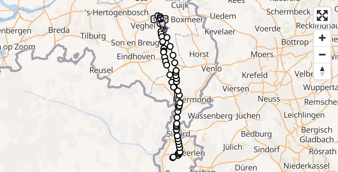 Vluchtroute Politiehelikopter Vliegbasis Volkel - Venhorst, 19 juni 2026, 13:56