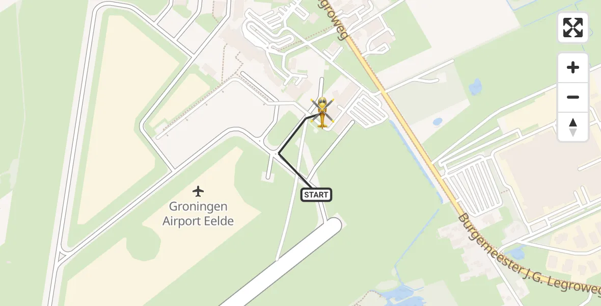 Vluchtroute Traumahelikopter Groningen Airport Eelde - Groningen Airport Eelde, 19 juni 2026, 14:26
