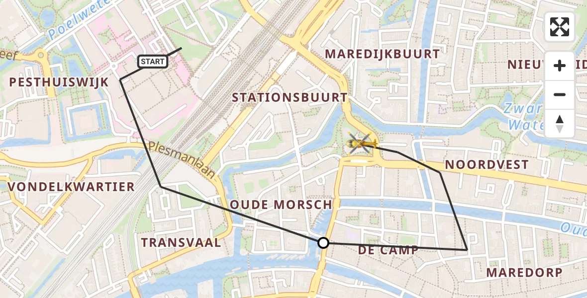 Vluchtroute Traumahelikopter Leiden University Medical Center Heliport - Leiden, 19 juni 2026, 17:30