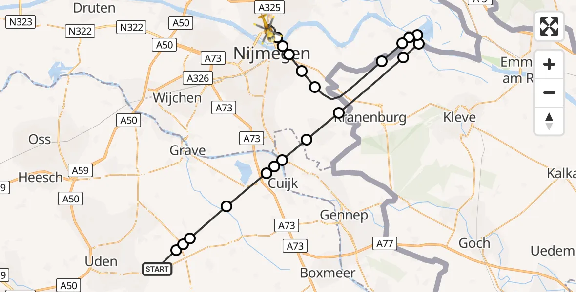 Vluchtroute Traumahelikopter Vliegbasis Volkel - Lent, 19 juni 2026, 17:46