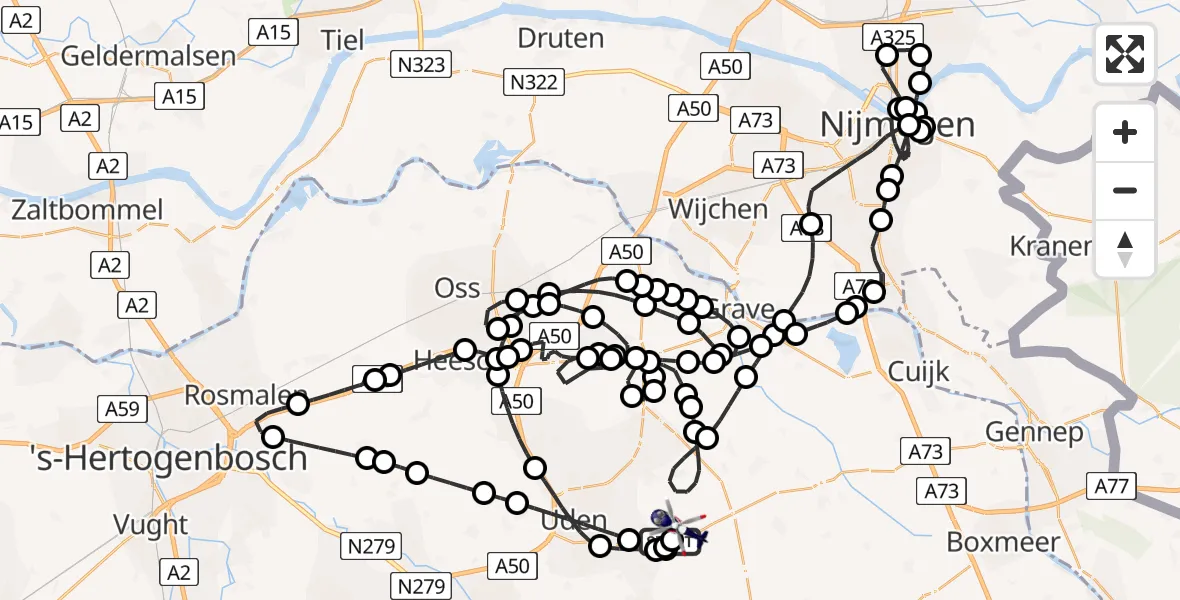 Vluchtroute Politiehelikopter Vliegbasis Volkel - Vliegbasis Volkel, 19 juni 2026, 18:30