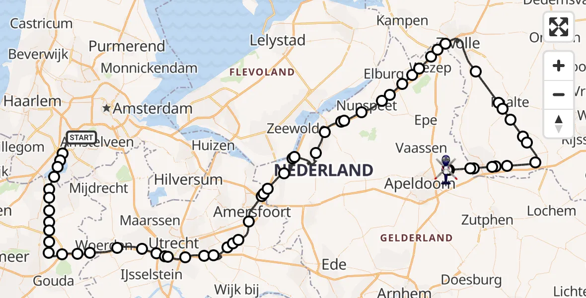 Vluchtroute Politiehelikopter Amsterdam Vliegveld Schiphol - Vliegveld Teuge, 20 juni 2026, 07:37