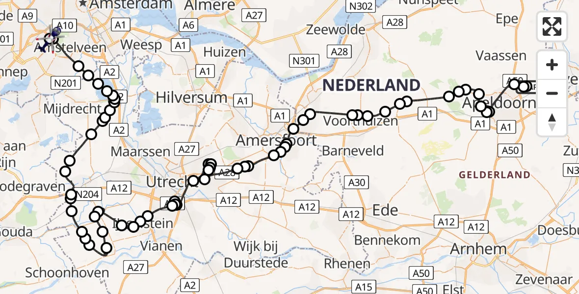 Vluchtroute Politiehelikopter Vliegveld Teuge - Amsterdam Vliegveld Schiphol, 20 juni 2026, 10:49