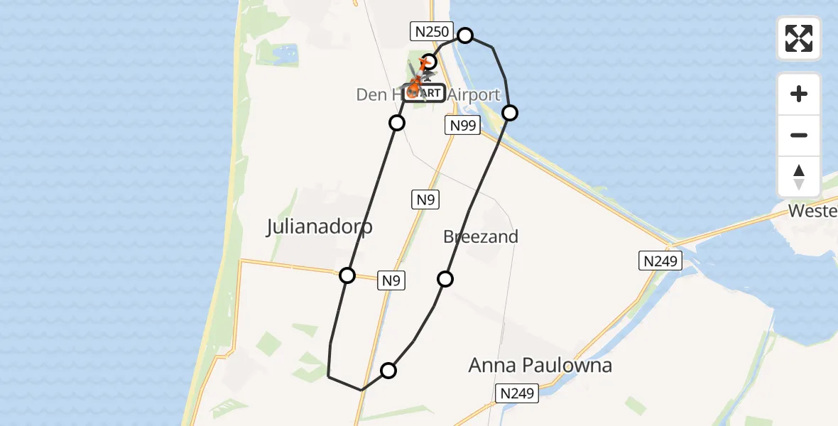 Vluchtroute Kustwachthelikopter Militair vliegveld De Kooy / Den Helder Airport - Militair vliegveld De Kooy / Den Helder Airport, 20 juni 2026, 11:08