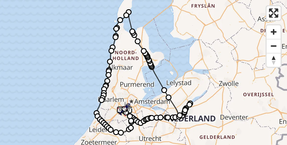 Vluchtroute Politiehelikopter Amsterdam Vliegveld Schiphol - Amsterdam Vliegveld Schiphol, 20 juni 2026, 13:59