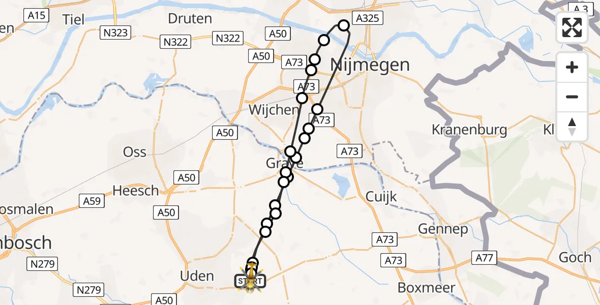 Vluchtroute Traumahelikopter Vliegbasis Volkel - Vliegbasis Volkel, 20 juni 2026, 15:23