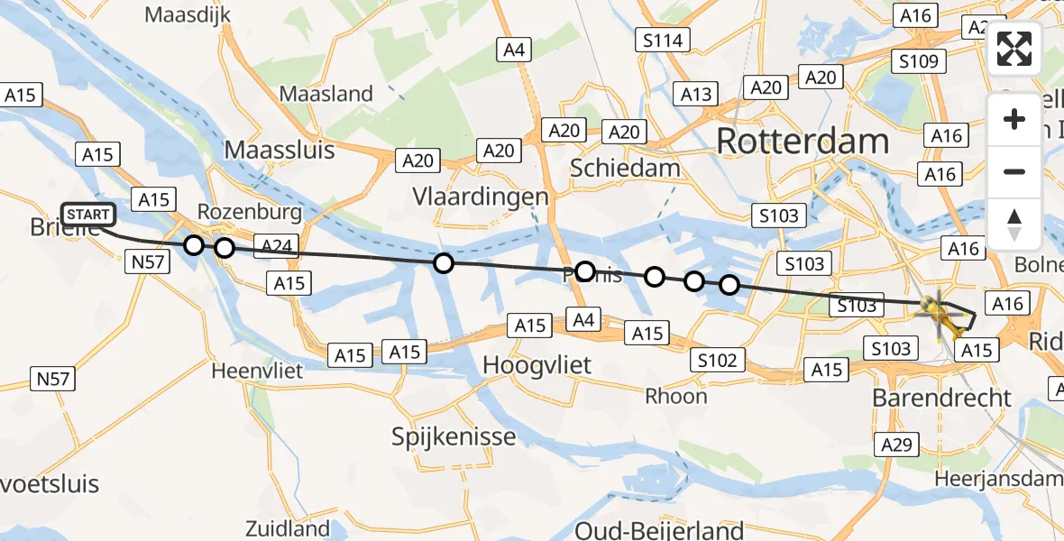 Vluchtroute Traumahelikopter Vierpolders - Rotterdam, 20 juni 2026, 15:51