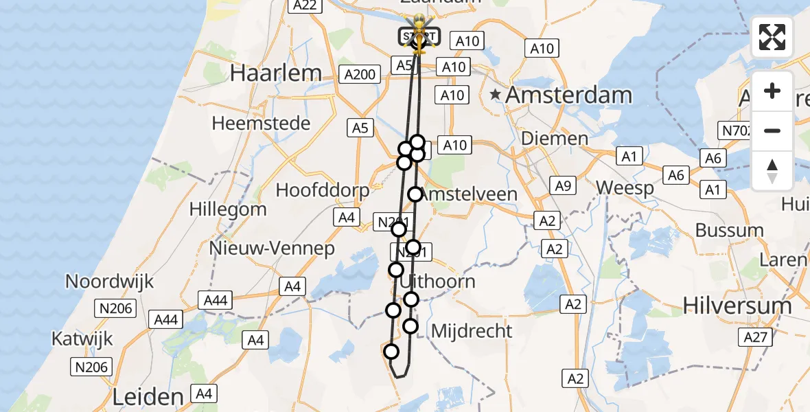 Vluchtroute Traumahelikopter Amsterdam Heliport - Amsterdam Heliport, 20 juni 2026, 20:35