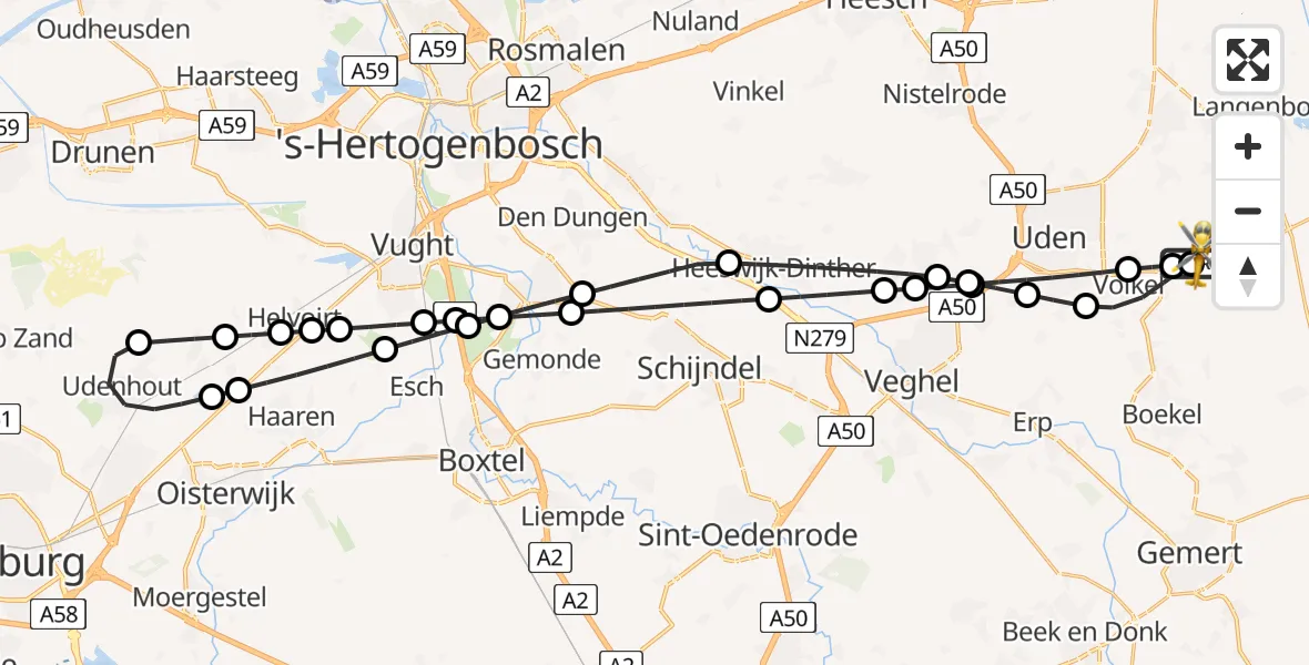 Vluchtroute Traumahelikopter Vliegbasis Volkel - Vliegbasis Volkel, 21 juni 2026, 07:34