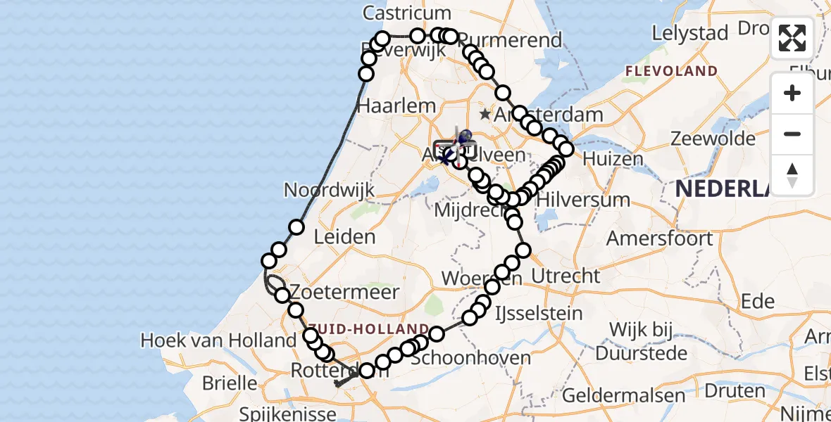 Vluchtroute Politiehelikopter Amsterdam Vliegveld Schiphol - Amsterdam Vliegveld Schiphol, 21 juni 2026, 09:31