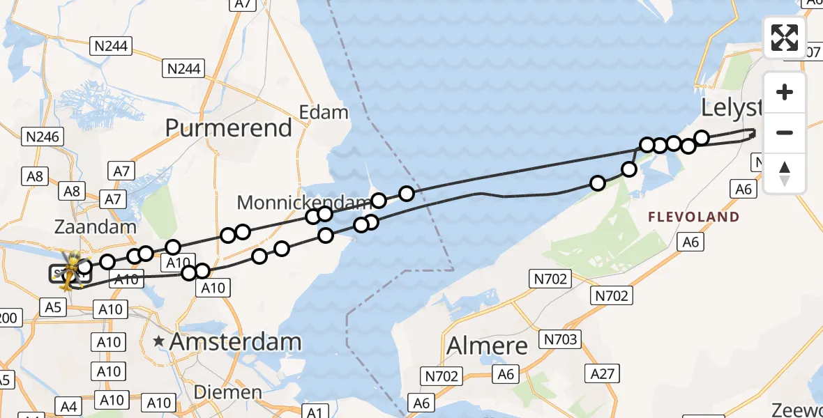 Vluchtroute Traumahelikopter Amsterdam Heliport - Amsterdam Heliport, 21 juni 2026, 09:31