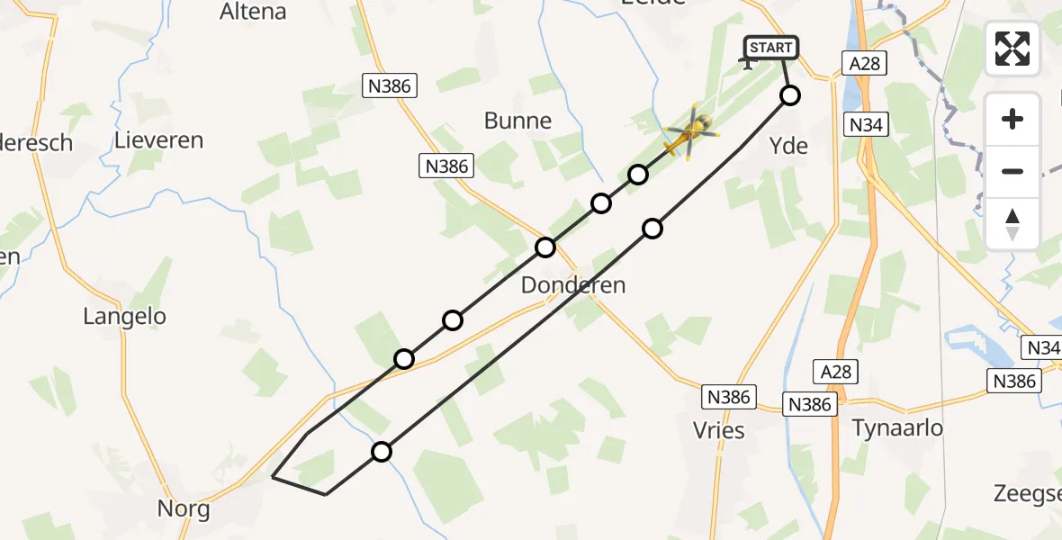 Vluchtroute Traumahelikopter Groningen Airport Eelde - Groningen Airport Eelde, 21 juni 2026, 12:12