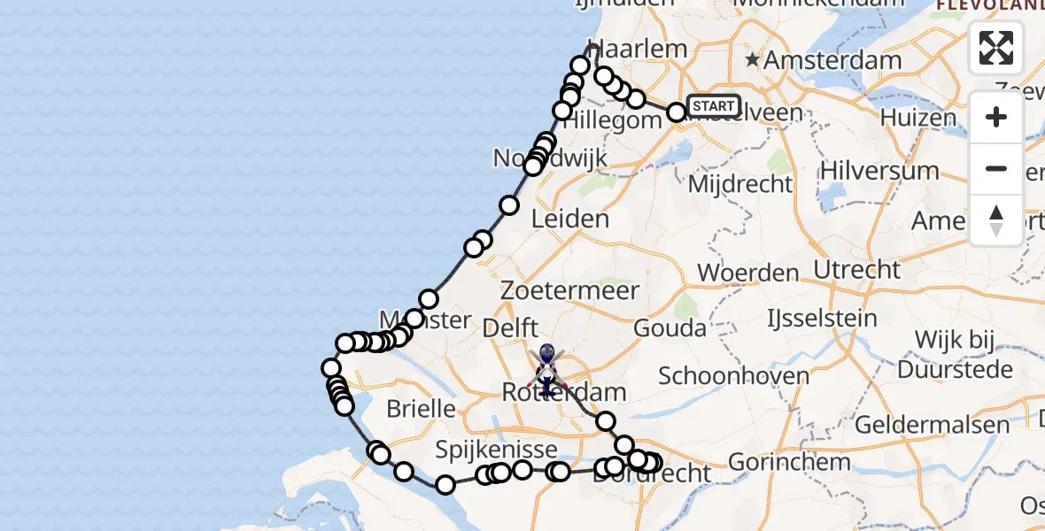 Vluchtroute Politiehelikopter Amsterdam Vliegveld Schiphol - Rotterdam The Hague Airport, 21 juni 2026, 12:43