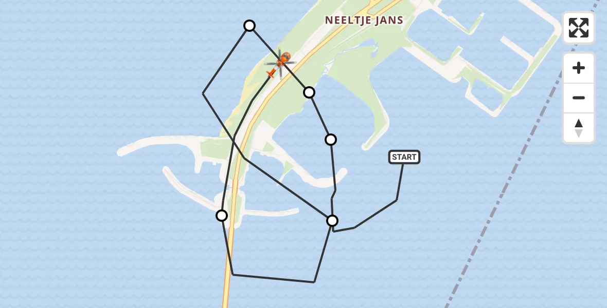 Vluchtroute Kustwachthelikopter Oosterschelde - Neeltje Jans Helipad, 21 juni 2026, 13:19