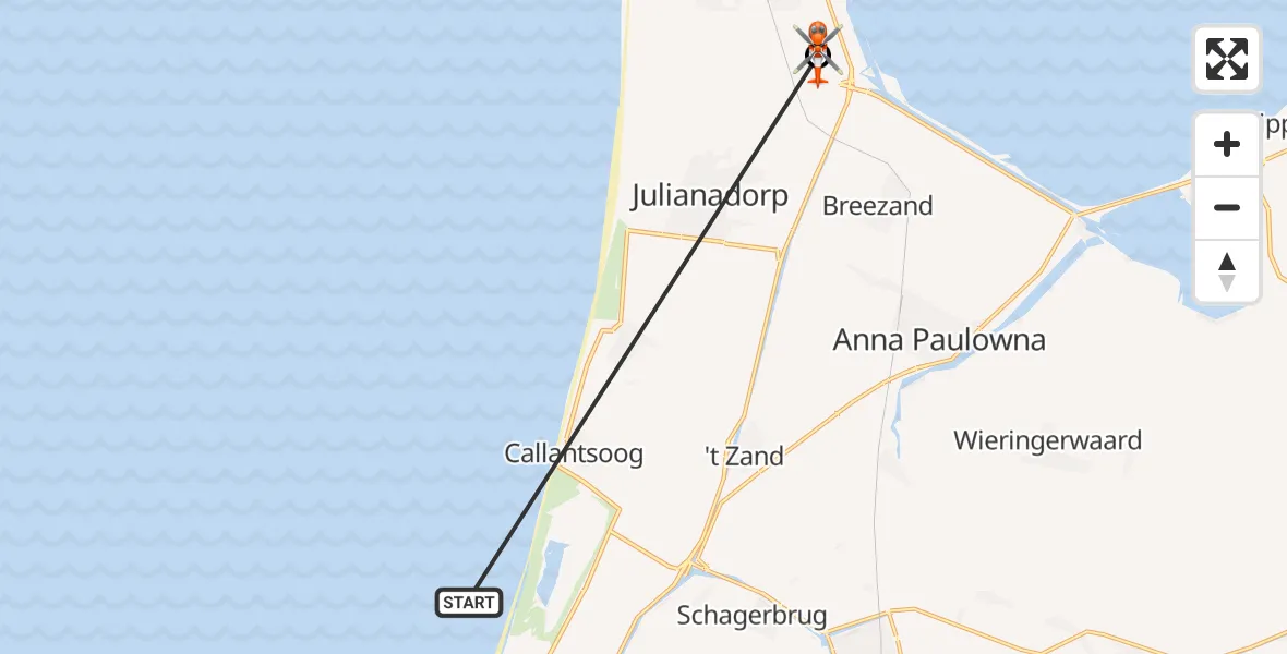 Vluchtroute Kustwachthelikopter Noordzee - Militair vliegveld De Kooy / Den Helder Airport, 21 juni 2026, 13:41