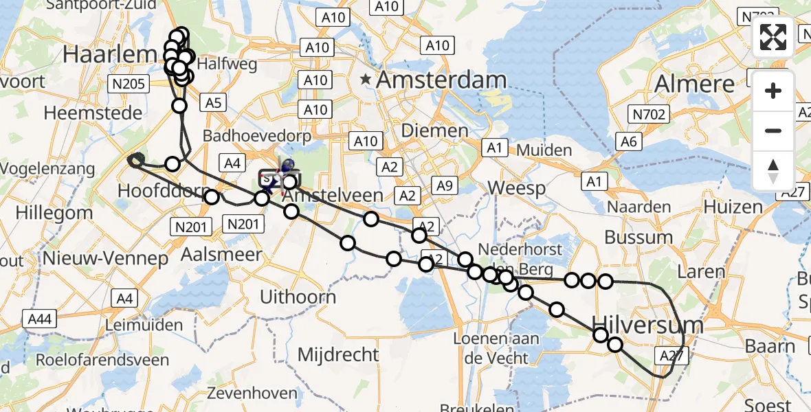 Vluchtroute Politiehelikopter Amsterdam Vliegveld Schiphol - Amsterdam Vliegveld Schiphol, 21 juni 2026, 14:46