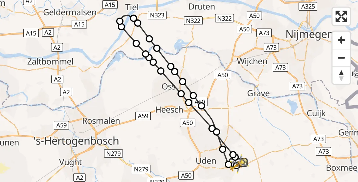 Vluchtroute Traumahelikopter Vliegbasis Volkel - Vliegbasis Volkel, 21 juni 2026, 17:09