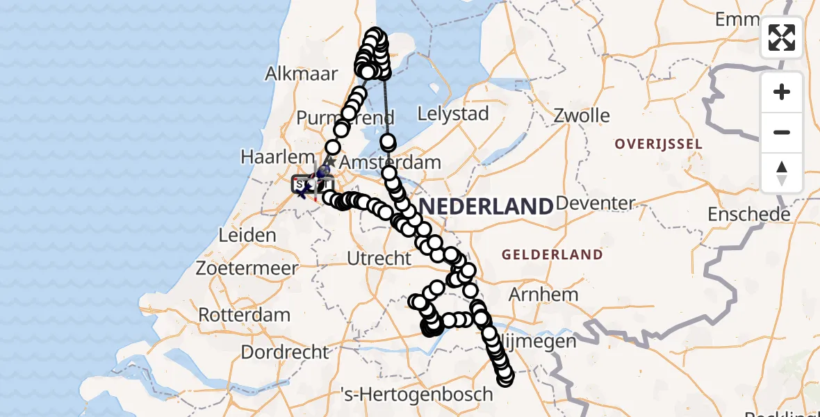 Vluchtroute Politiehelikopter Amsterdam Vliegveld Schiphol - Amsterdam Vliegveld Schiphol, 21 juni 2026, 18:00