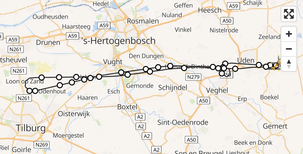 Vluchtroute Traumahelikopter Vliegbasis Volkel - Vliegbasis Volkel, 21 juni 2026, 18:21