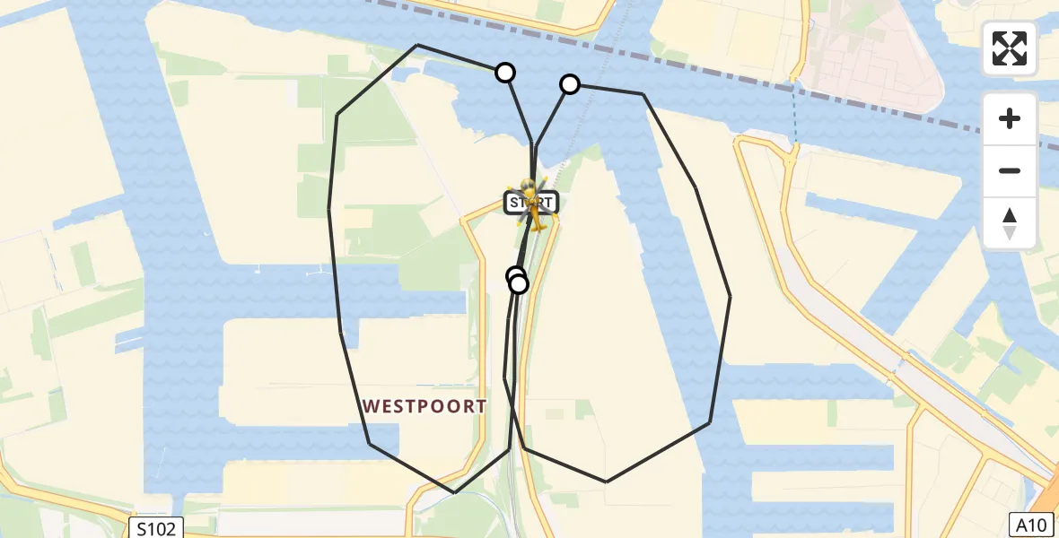 Vluchtroute Traumahelikopter Amsterdam Heliport - Amsterdam Heliport, 21 juni 2026, 21:33