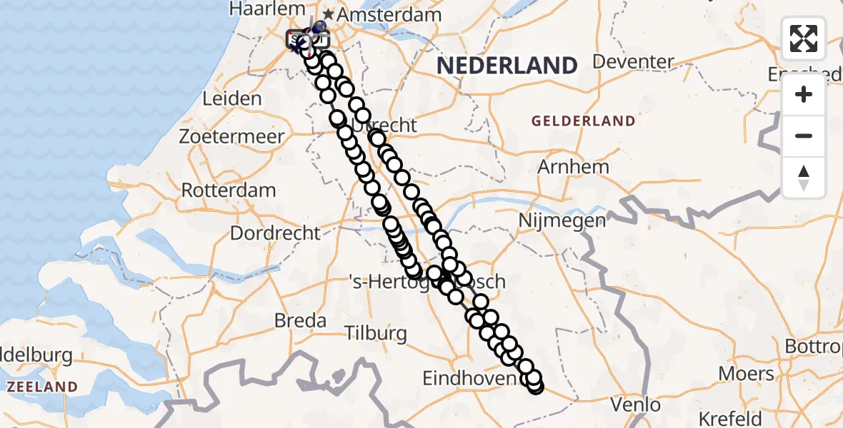 Vluchtroute Politiehelikopter Amsterdam Vliegveld Schiphol - Amsterdam Vliegveld Schiphol, 22 juni 2026, 01:26