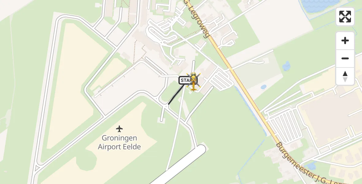 Vluchtroute Traumahelikopter Groningen Airport Eelde - Groningen Airport Eelde, 22 juni 2026, 05:47