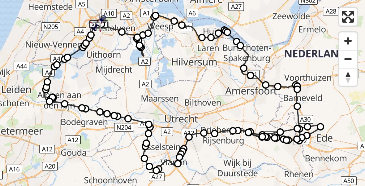 Vluchtroute Politiehelikopter Amsterdam Vliegveld Schiphol - Amsterdam Vliegveld Schiphol, 22 juni 2026, 07:59