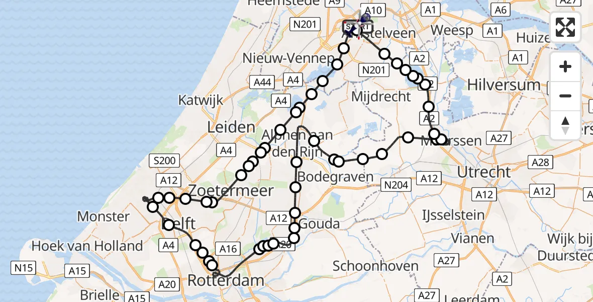 Vluchtroute Politiehelikopter Amsterdam Vliegveld Schiphol - Amsterdam Vliegveld Schiphol, 22 juni 2026, 10:43