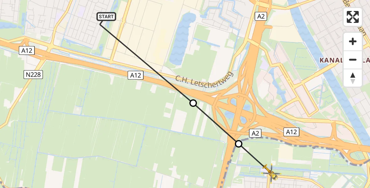 Vluchtroute Traumahelikopter De Meern - Nieuwegein, 22 juni 2026, 11:34