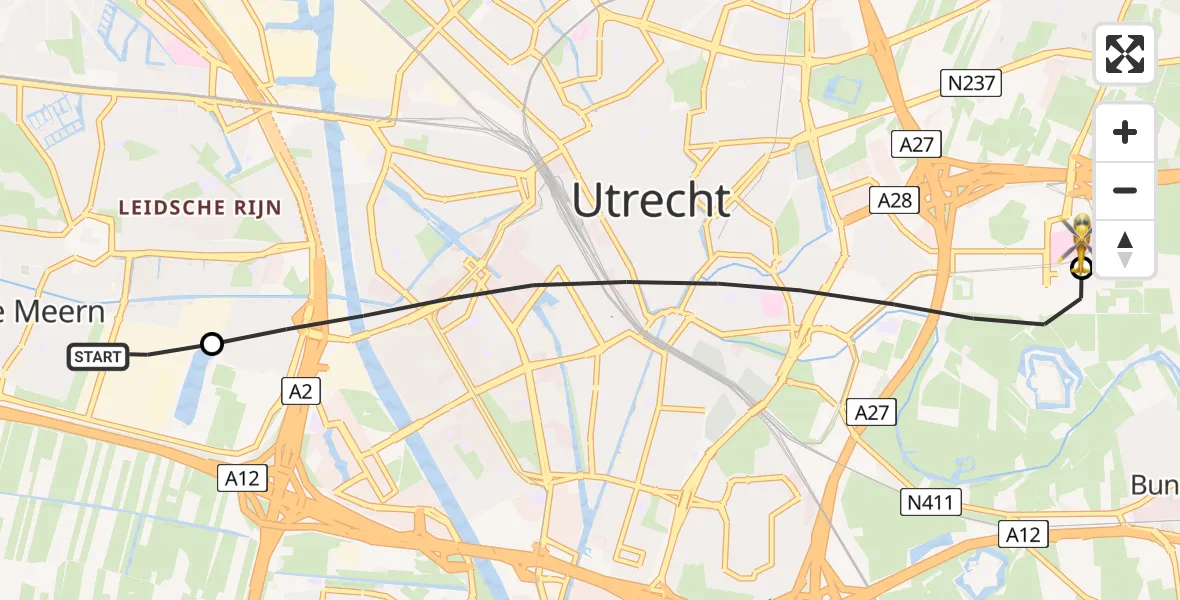 Vluchtroute Traumahelikopter De Meern - Universitair Medisch Centrum Utrecht, 22 juni 2026, 11:56