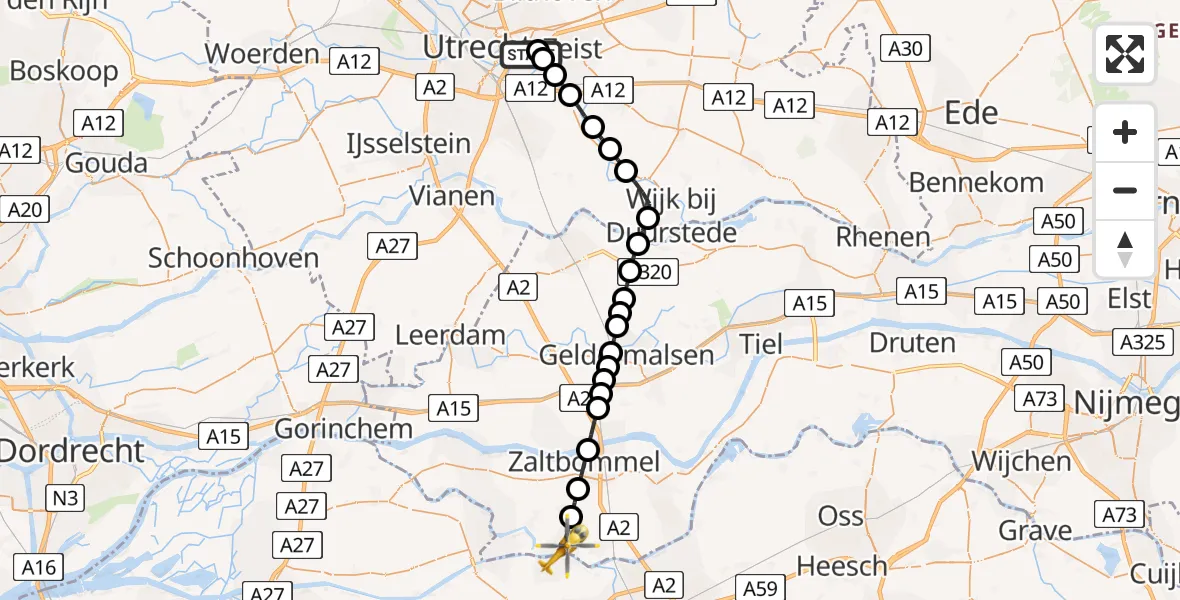 Vluchtroute Traumahelikopter Universitair Medisch Centrum Utrecht - Ammerzoden, 22 juni 2026, 12:21