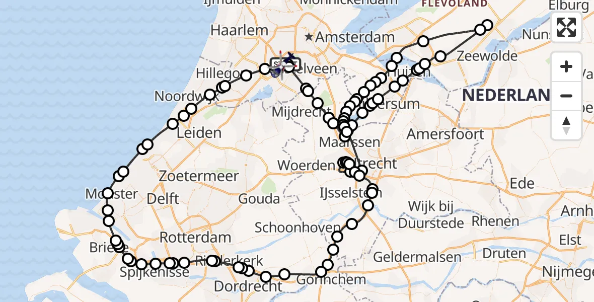 Vluchtroute Politiehelikopter Amsterdam Vliegveld Schiphol - Amsterdam Vliegveld Schiphol, 22 juni 2026, 14:18