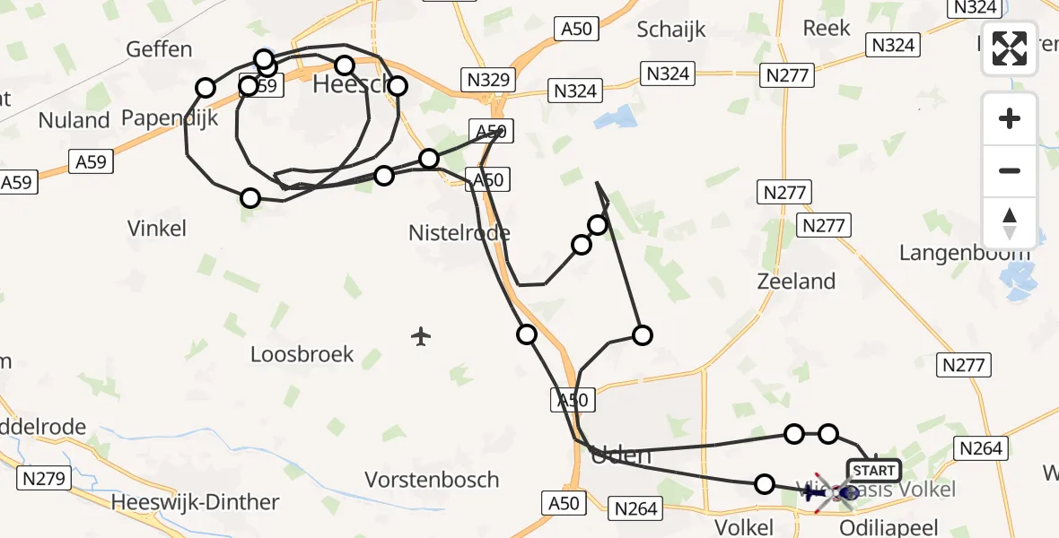 Vluchtroute Politiehelikopter Vliegbasis Volkel - Volkel, 22 juni 2026, 14:18