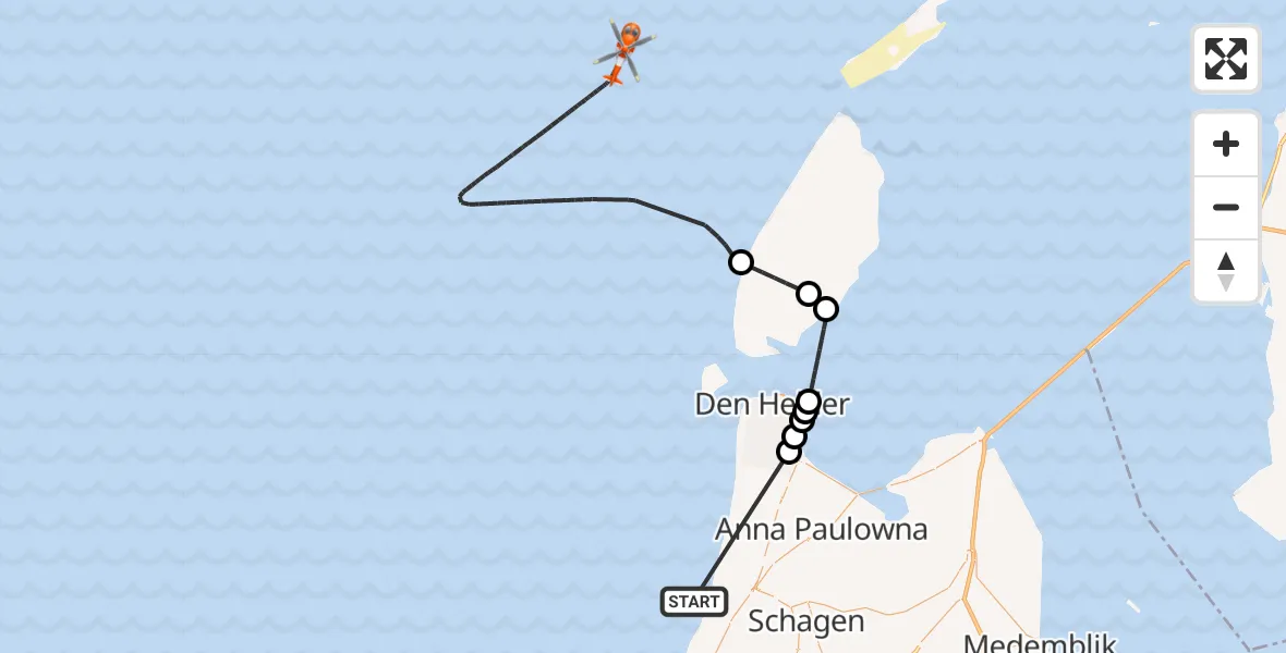 Vluchtroute Kustwachthelikopter Noordzee - Noordzee, 22 juni 2026, 15:03