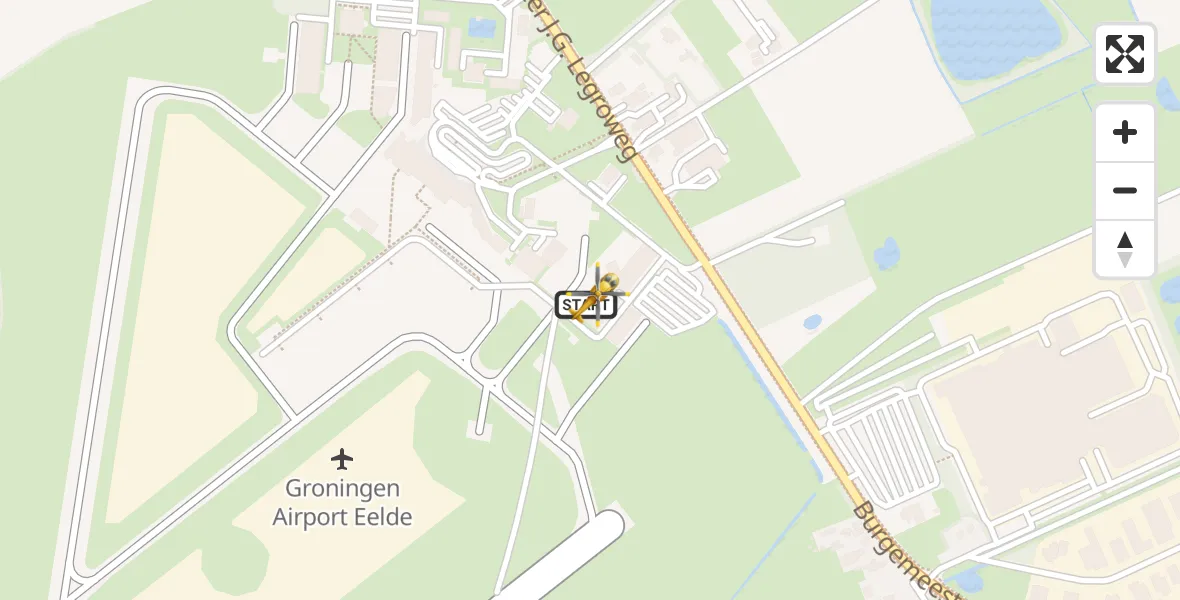 Vluchtroute Traumahelikopter Groningen Airport Eelde - Groningen Airport Eelde, 22 juni 2026, 16:03
