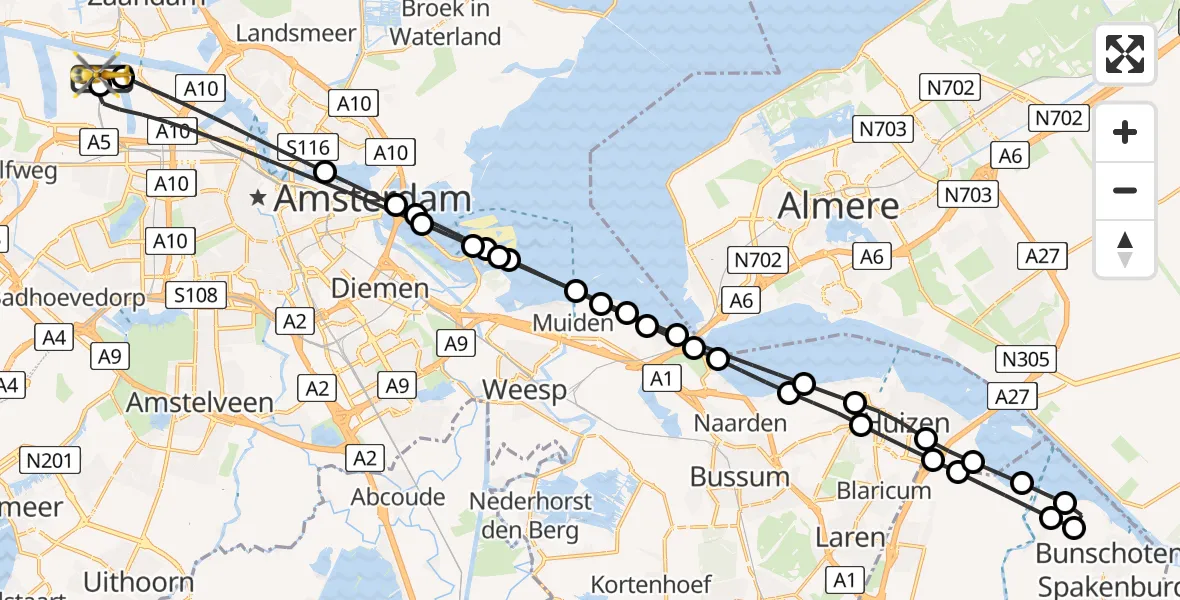 Vluchtroute Traumahelikopter Amsterdam Heliport - Amsterdam Heliport, 22 juni 2026, 16:06