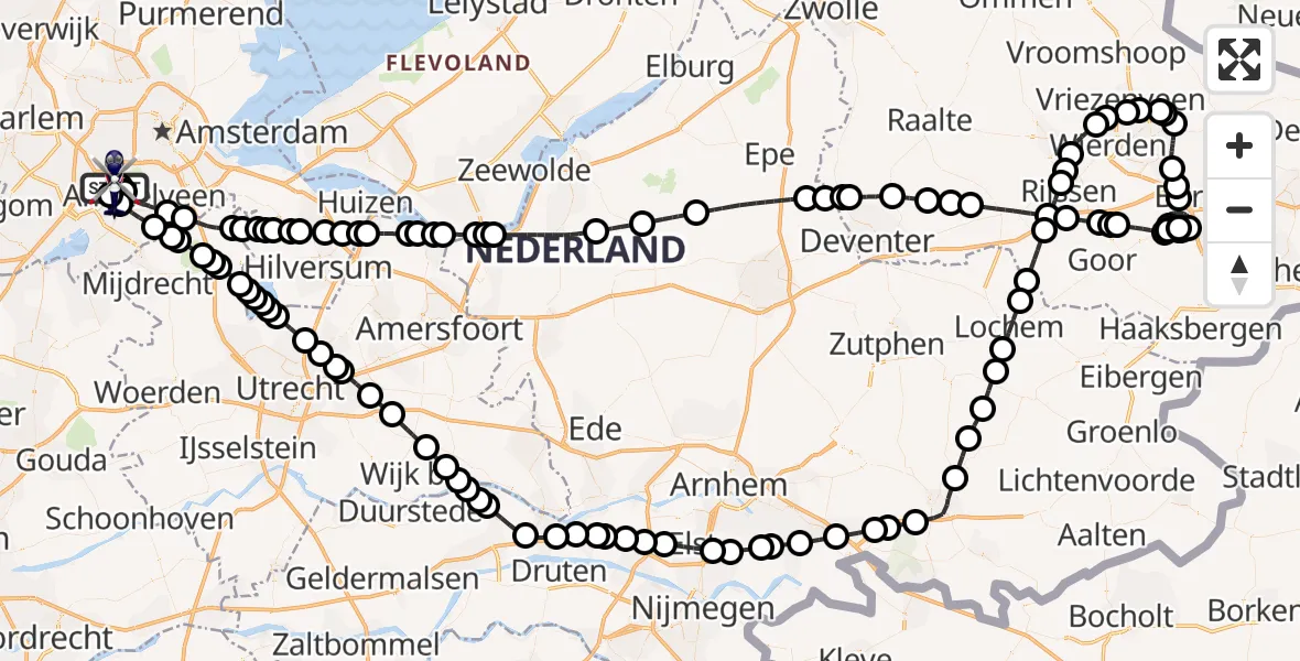 Vluchtroute Politiehelikopter Amsterdam Vliegveld Schiphol - Amsterdam Vliegveld Schiphol, 22 juni 2026, 18:04