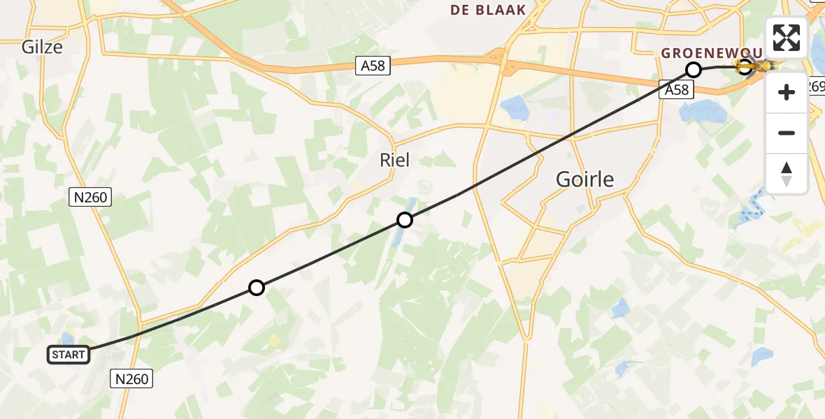 Vluchtroute Traumahelikopter Alphen - St. Elisabeth Hospital Heliport, 22 juni 2026, 19:12