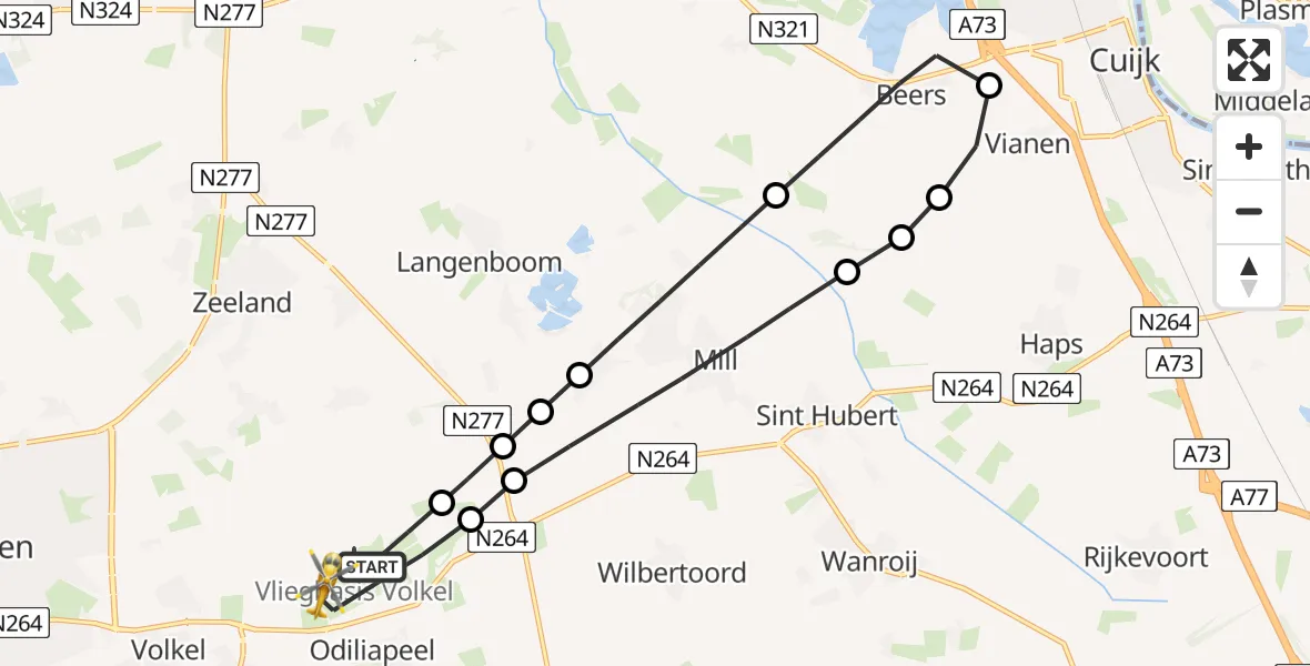 Vluchtroute Traumahelikopter Vliegbasis Volkel - Vliegbasis Volkel, 22 juni 2026, 20:13